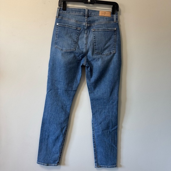 7 For All Mankind HIGH WAIST ANKLE SKINNY Blue Distressed Ankle Jeans SZ 27 - Picture 4 of 11